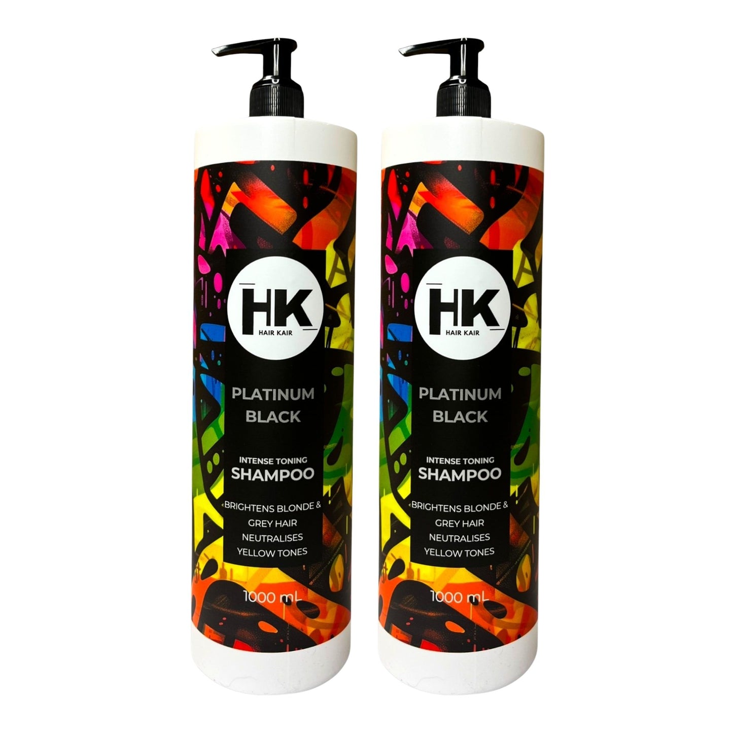 HK Platinum Black Shampoo 1L (2 Pack) - Intense Toning, Neutralises Yellow