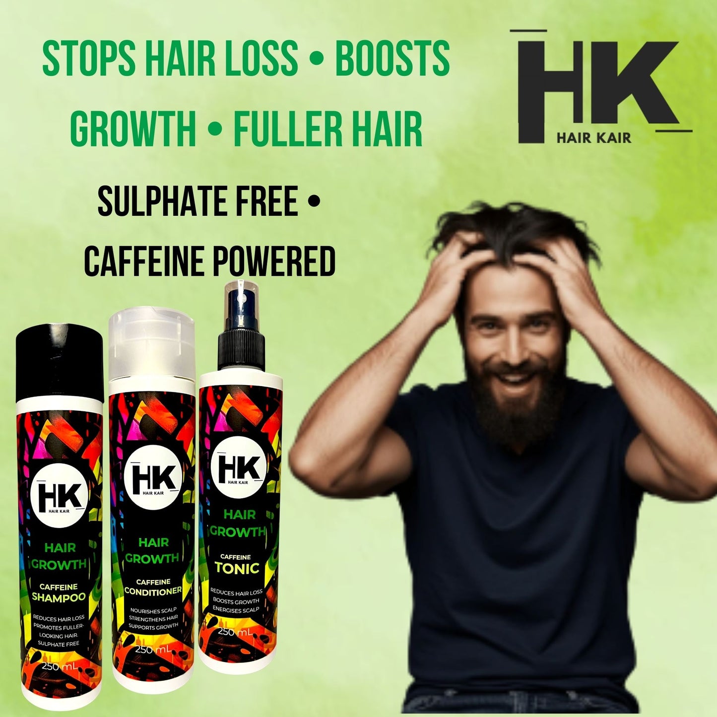 HK Caffeine Hair Growth Trio - Shampoo, Conditioner & Tonic 250ml