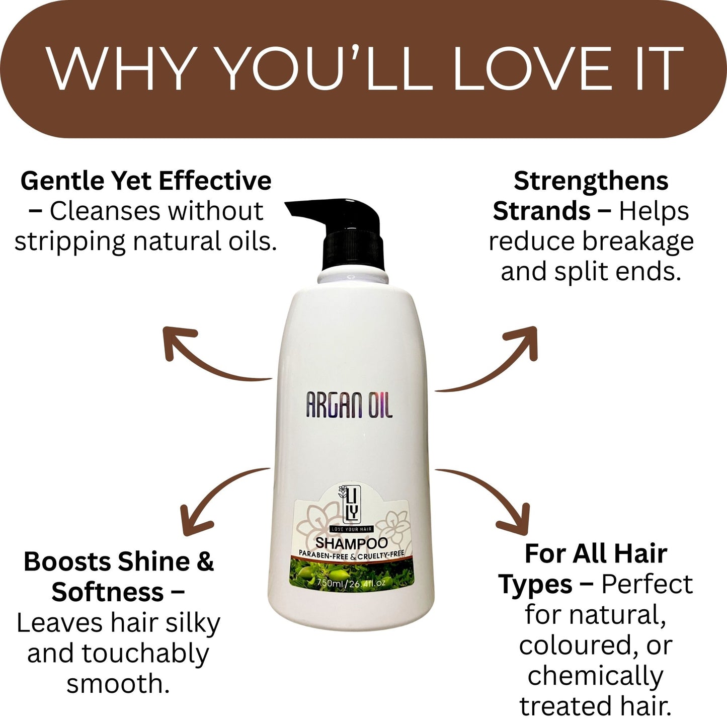 Lily Argan Oil Shampoo - Paraben Free 6 Pack 750 ml