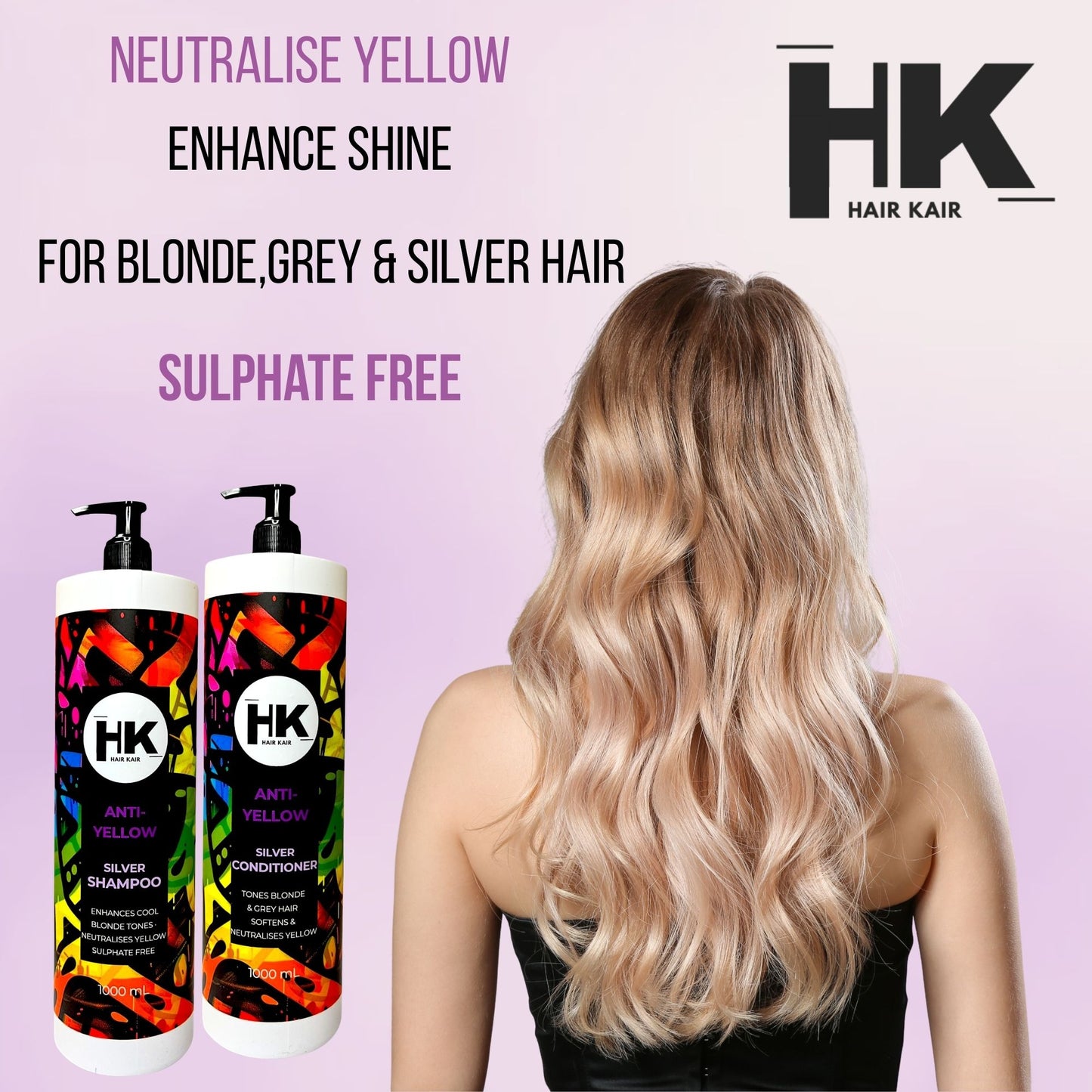HK Anti-Yellow Silver Shampoo & Conditioner 1000ml Duo