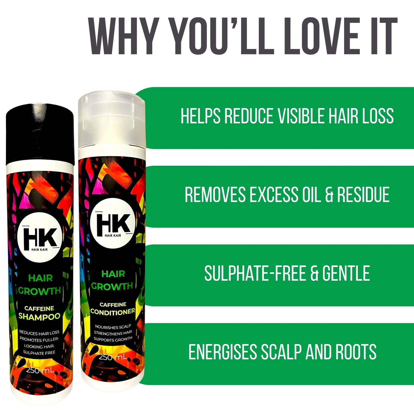 HK Caffeine Shampoo & Conditioner 250ml Duo