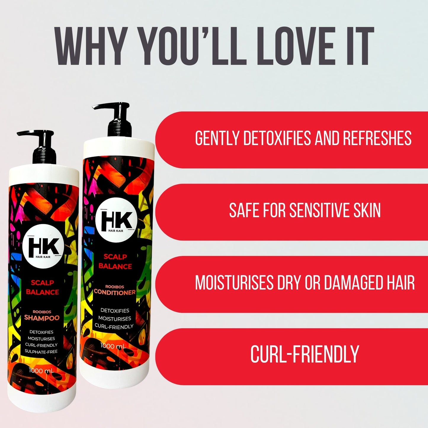 HK Rooibos Shampoo & Conditioner 1l Combo - Scalp Balance & Moisture