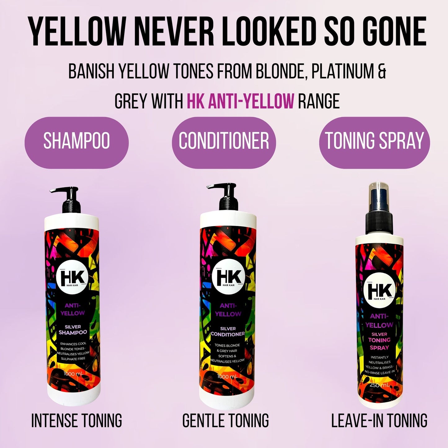 HK Anti-Yellow Silver Shampoo & Conditioner 1000ml Duo