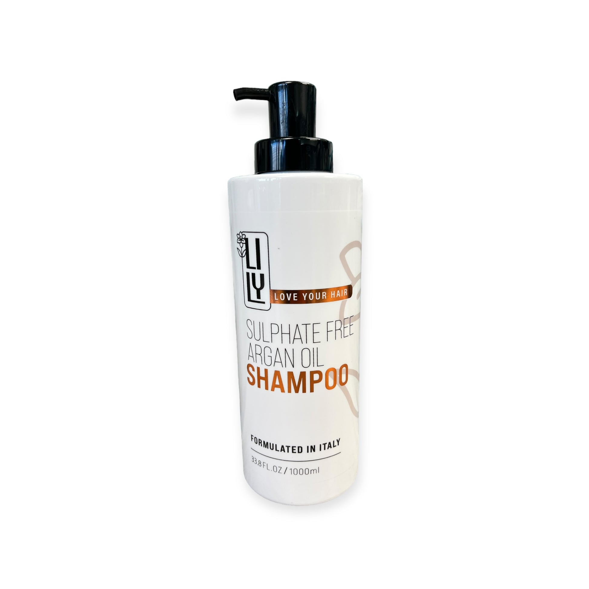 Lily 1 Litre Argan Oil Sulphate-Free Shampoo, cruelty-free and organic formula for medium to thick hair.