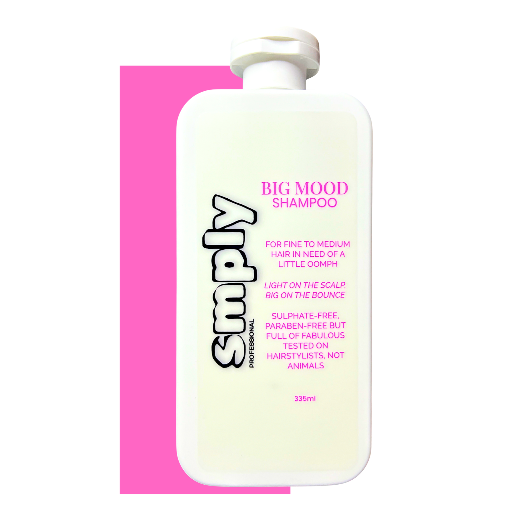 Smply Big Mood Shampoo 335ml, lightweight volumizing cleanser with Panthenol for visible fullness and lift.