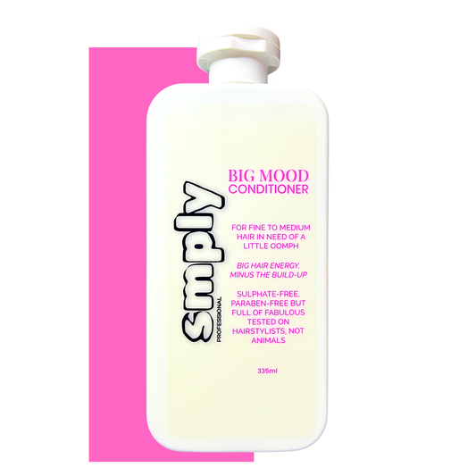 Smply Big Mood Conditioner 335ml, protein-enriched conditioner that smooths fine hair without adding weight.