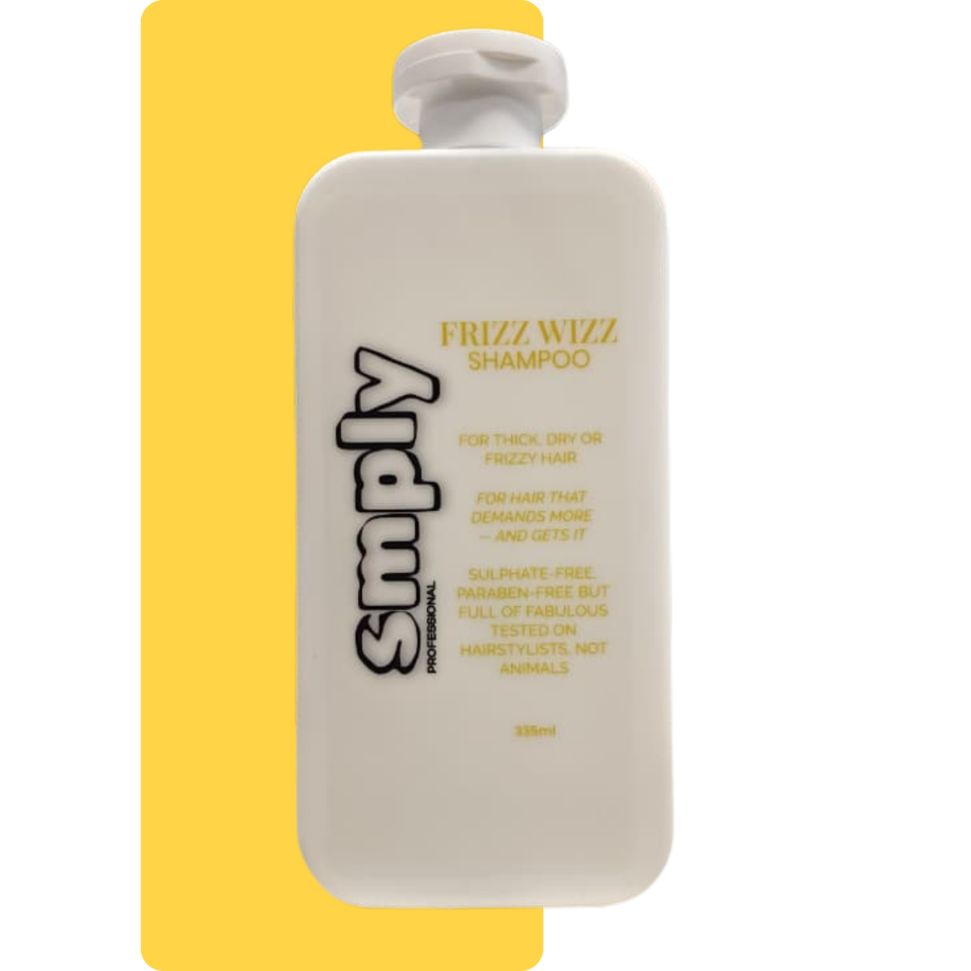 Smply Frizz Wizz Sulphate-Free Shampoo 335ml for coarse hair, featuring Argan and Baobab oils.