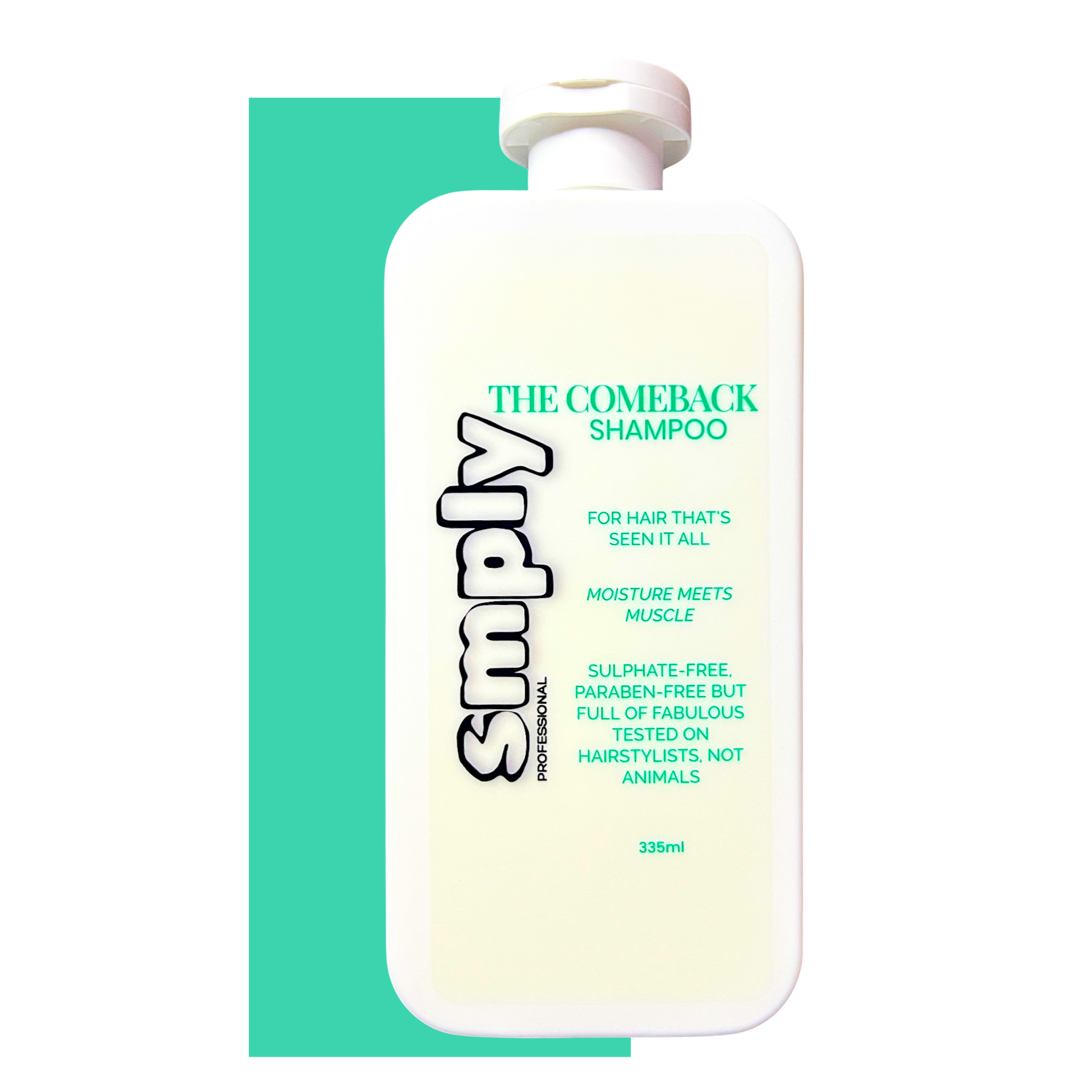 Smply The Comeback Shampoo 335ml, moisture-rich formula with Aloe and Keratin to restore dry, damaged hair.